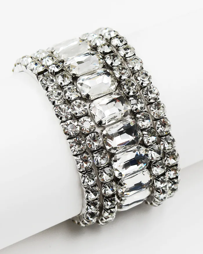 Faceted Crystal Stone Layered Bracelet Set 07072023 Bracelets