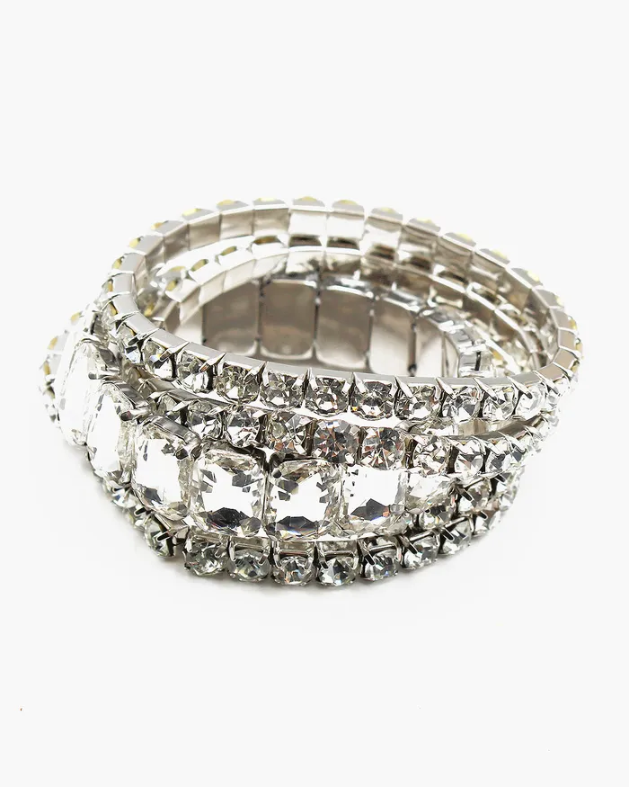 Faceted Crystal Stone Layered Bracelet Set 07072023 Bracelets
