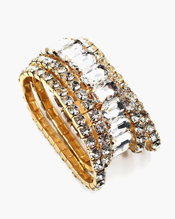 Faceted Crystal Stone Layered Bracelet Set 07072023 Bracelets