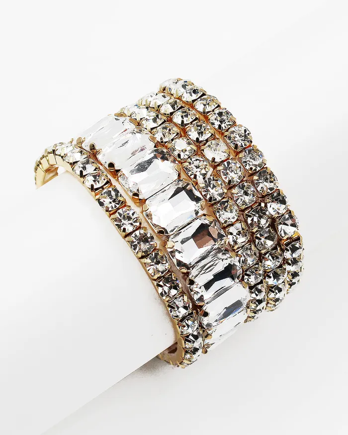 Faceted Crystal Stone Layered Bracelet Set 07072023 Bracelets