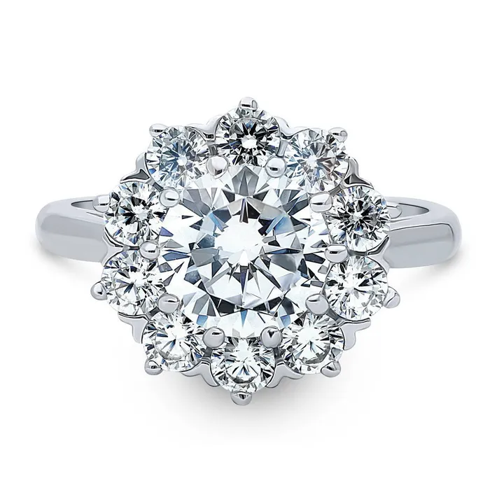 Flower Halo CZ Ring in Sterling Silver BERRICLE Rings