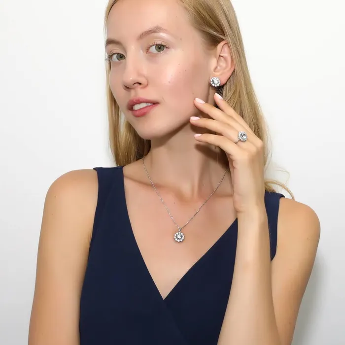Flower Halo CZ Ring in Sterling Silver BERRICLE Rings