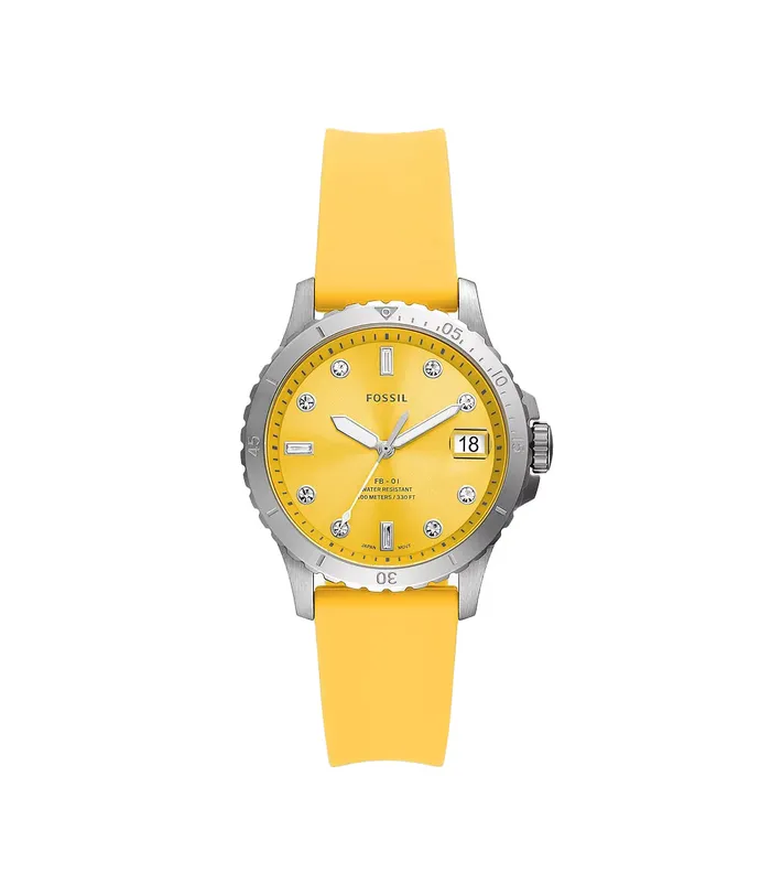 Fossil Watches Fossil FB01 ThreeHand Date Yellow Silicone Watch