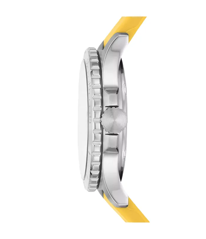 Fossil Watches Fossil FB01 ThreeHand Date Yellow Silicone Watch