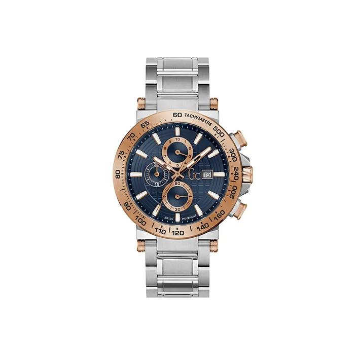 Gc Bracelets Gc MenS Chronograph Watch Stainless Steel Case Bracelet With Rosegold Bezel