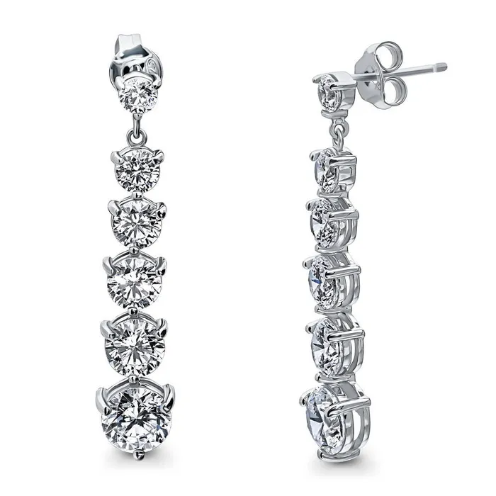 Graduated CZ Earrings in Sterling Silver BERRICLE Earrings