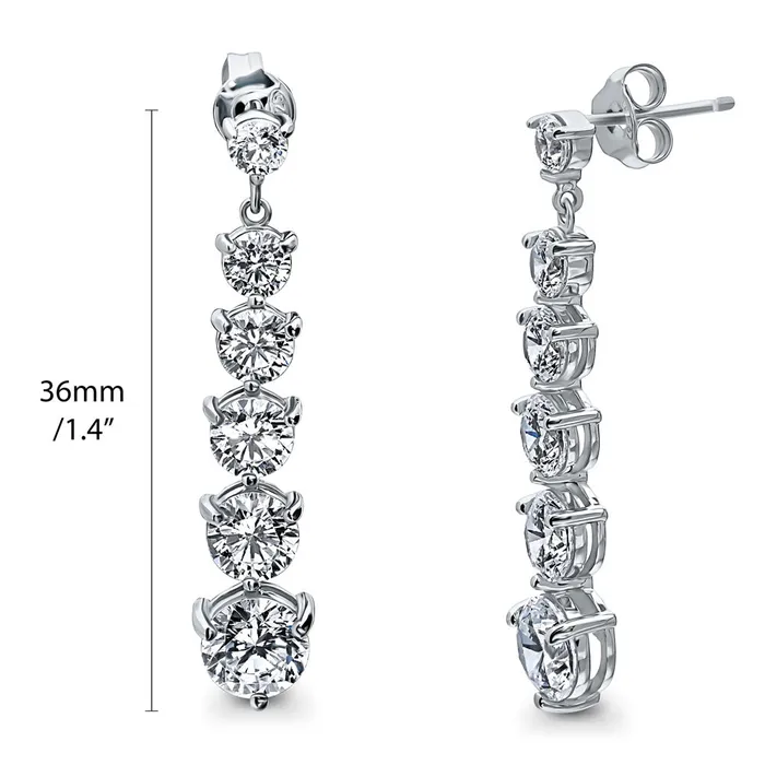 Graduated CZ Earrings in Sterling Silver BERRICLE Earrings