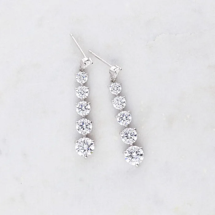 Graduated CZ Earrings in Sterling Silver BERRICLE Earrings