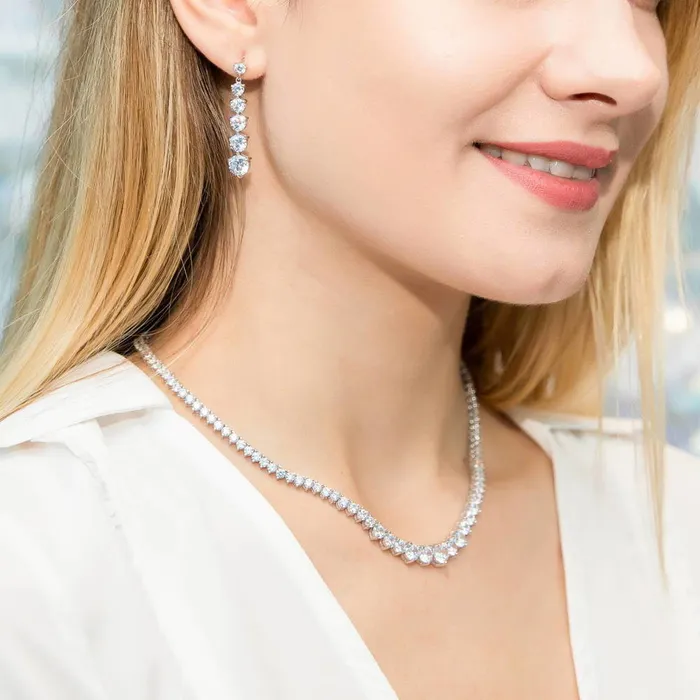 Graduated CZ Earrings in Sterling Silver BERRICLE Earrings