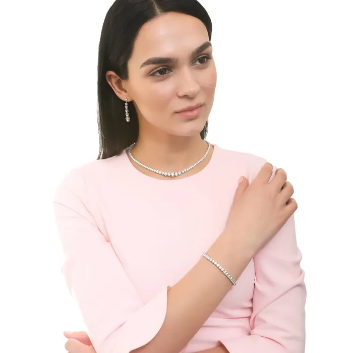 Graduated CZ Earrings in Sterling Silver BERRICLE Earrings