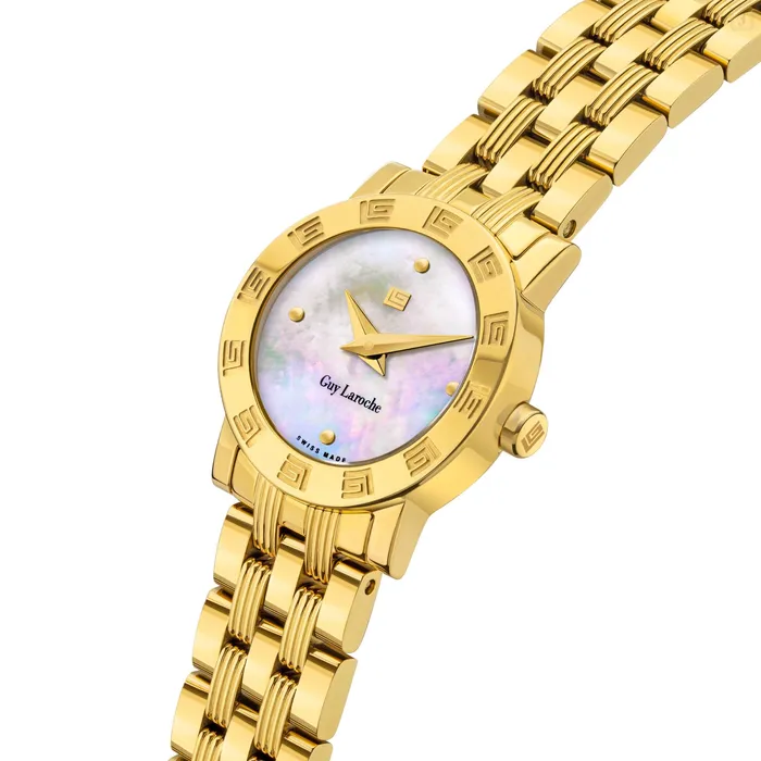 Guy Laroche Alex Ladies White MOP Gold Plated Watch Guy Laroche Watches