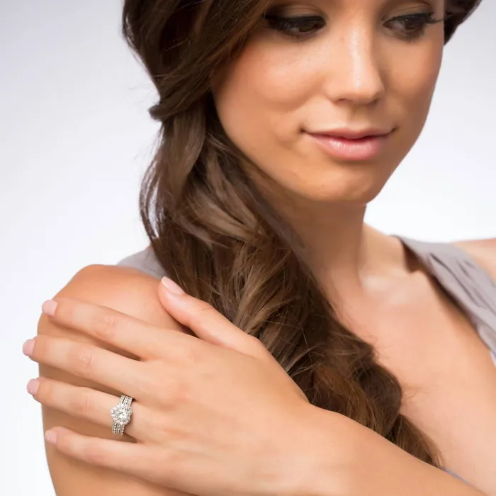 Halo Heart Heart CZ Insert Ring Set in Sterling Silver BERRICLE Rings