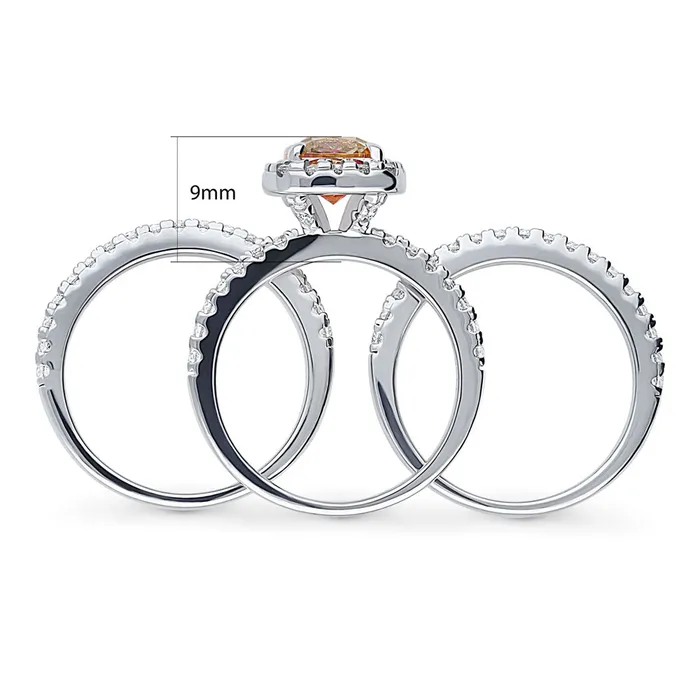 Halo Kaleidoscope Red Orange CZ Ring Set in Sterling Silver BERRICLE Rings