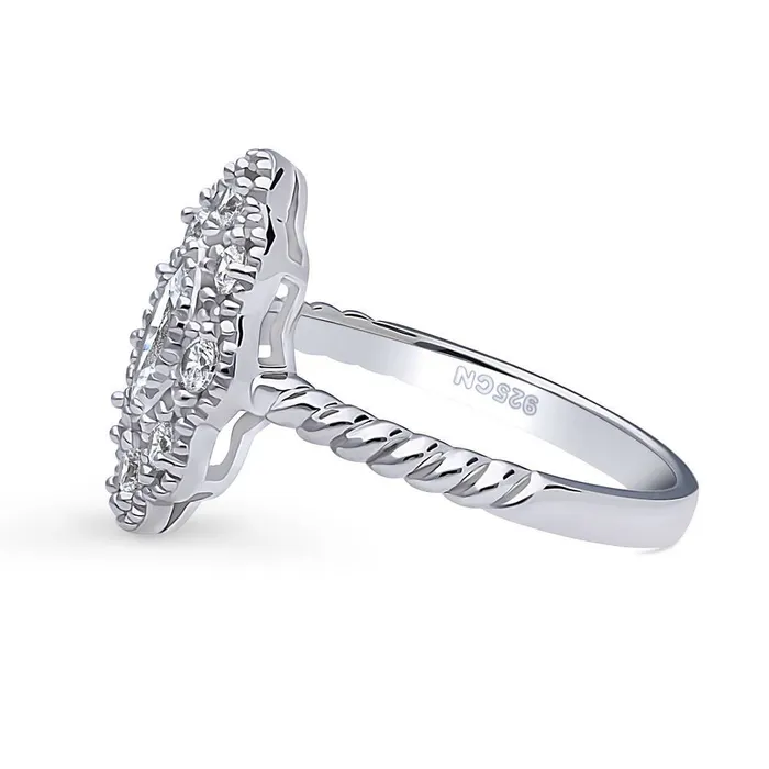 Halo Navette Marquise CZ Ring in Sterling Silver BERRICLE Rings