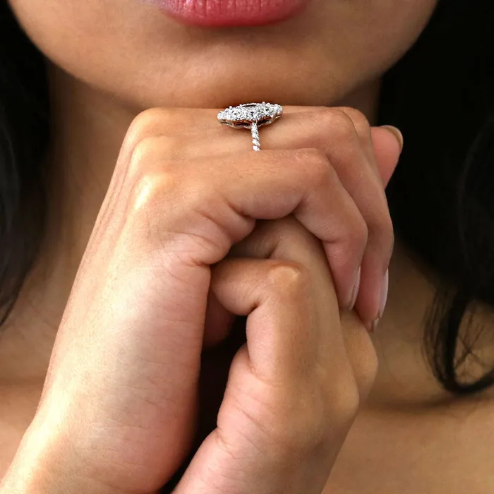 Halo Navette Marquise CZ Ring in Sterling Silver BERRICLE Rings