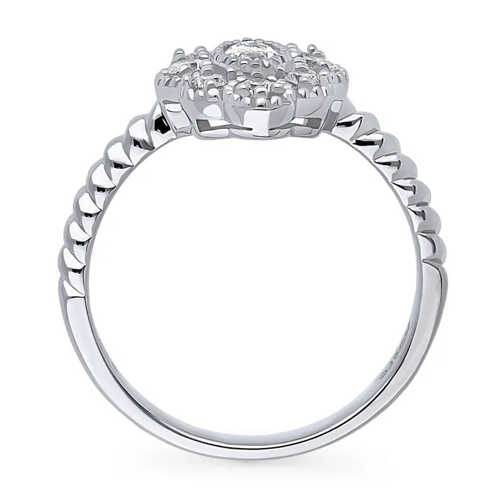 Halo Navette Marquise CZ Ring in Sterling Silver BERRICLE Rings