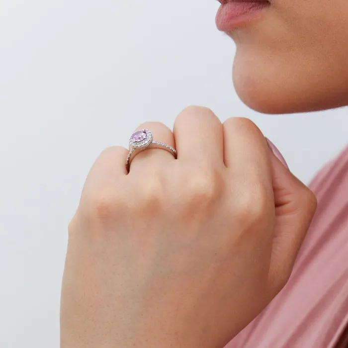 Halo Purple CZ Ring Set in Sterling Silver BERRICLE Rings