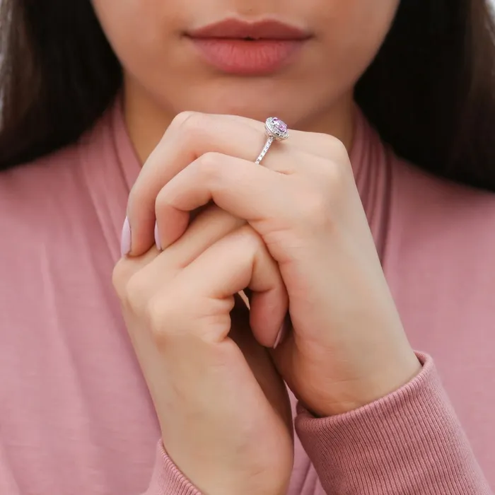 Halo Purple CZ Ring Set in Sterling Silver BERRICLE Rings