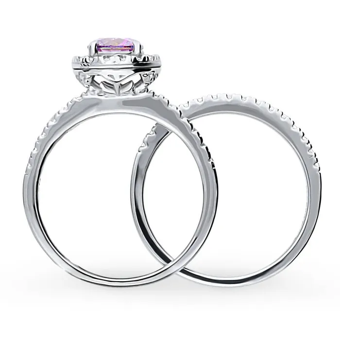 Halo Purple CZ Ring Set in Sterling Silver BERRICLE Rings