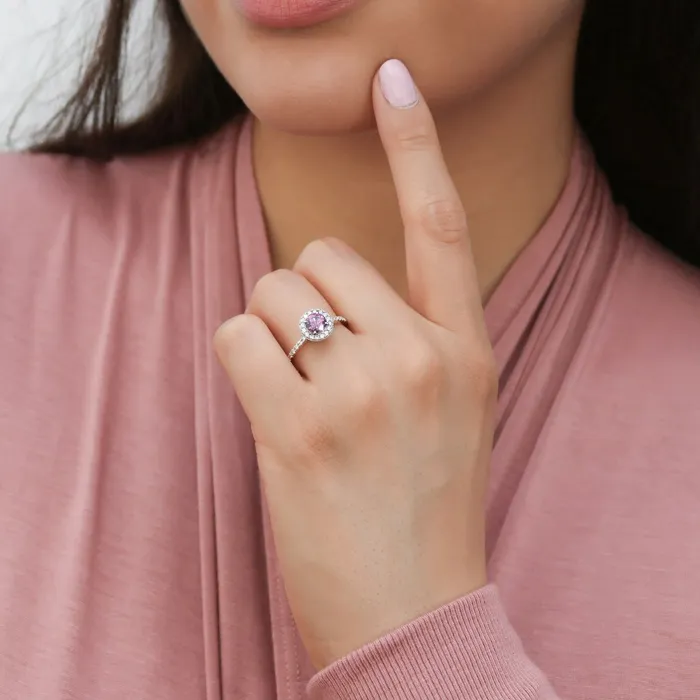 Halo Purple CZ Ring Set in Sterling Silver BERRICLE Rings