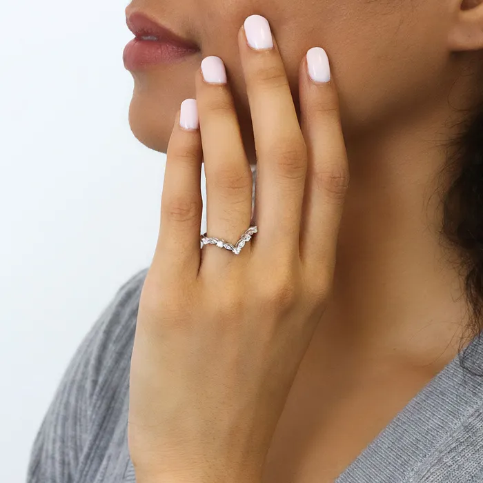 Halo Wishbone Pink Oval CZ Ring Set in Sterling Silver BERRICLE Rings