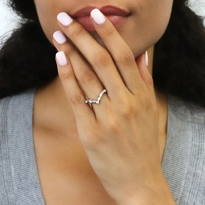 Halo Wishbone Pink Oval CZ Ring Set in Sterling Silver BERRICLE Rings