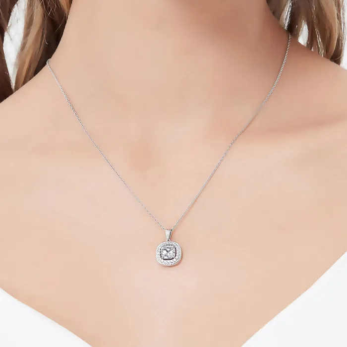Halo Woven Cushion CZ Set in Sterling Silver BERRICLE Earrings