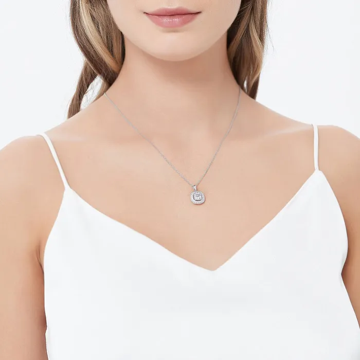 Halo Woven Cushion CZ Set in Sterling Silver BERRICLE Earrings