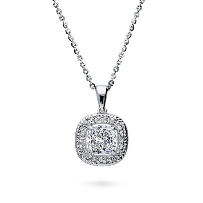 Halo Woven Cushion CZ Set in Sterling Silver BERRICLE Earrings