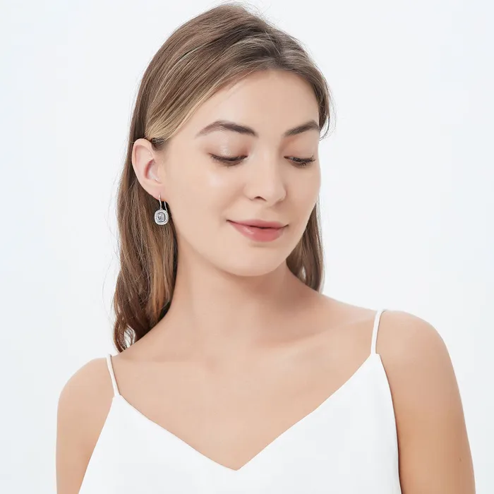 Halo Woven Cushion CZ Set in Sterling Silver BERRICLE Earrings
