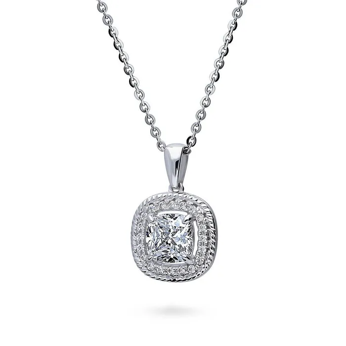 Halo Woven Cushion CZ Set in Sterling Silver BERRICLE Earrings