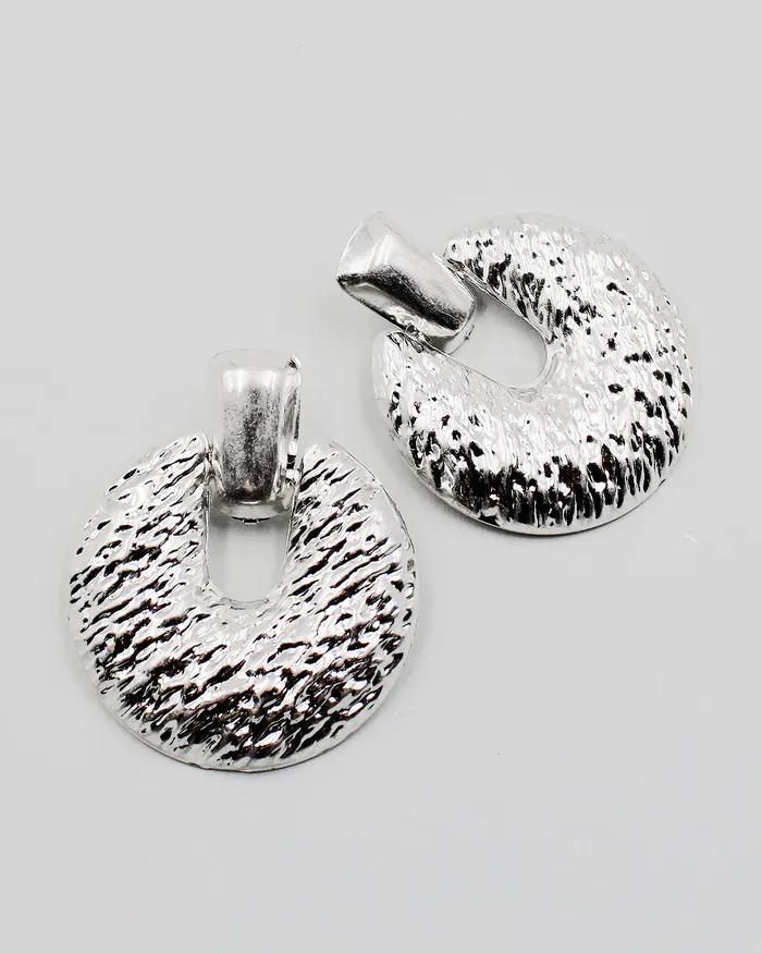 Hammered Textured Round Dangle Earrings CHECK20241 Earrings