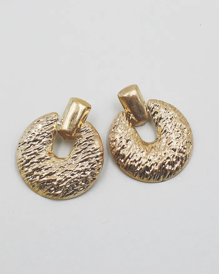 Hammered Textured Round Dangle Earrings CHECK20241 Earrings