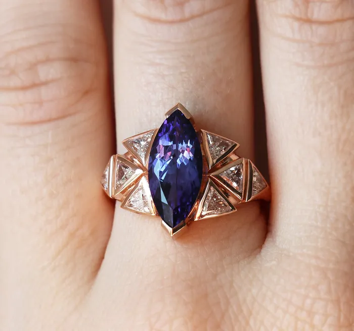 Isabella BiColor Tanzanite Diamond Cluster Statement Ring capucinne Rings