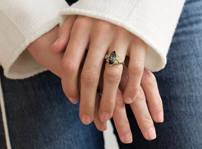 Isabella BiColor Tanzanite Diamond Cluster Statement Ring capucinne Rings
