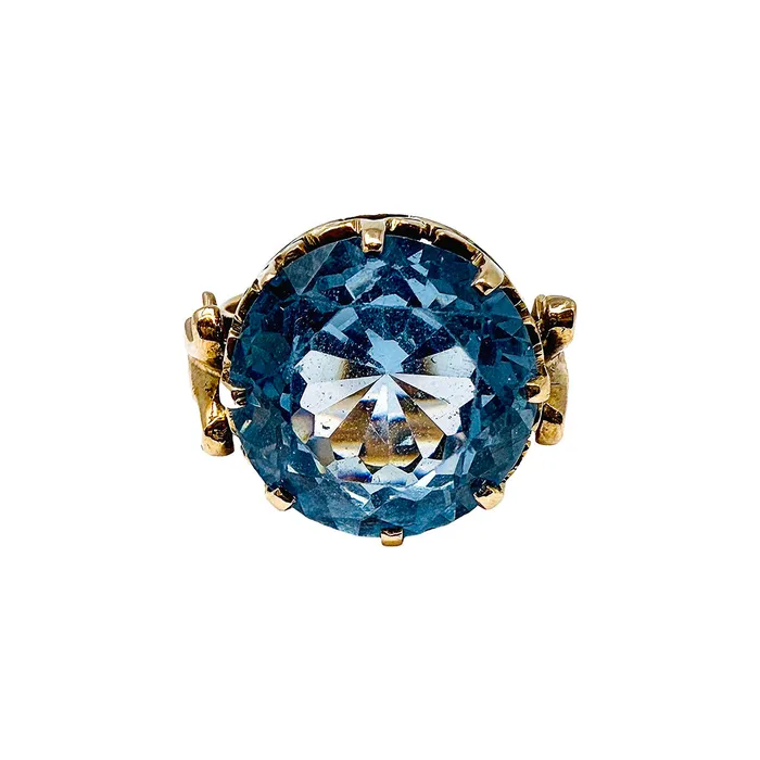 Jewelry Rings Vintage 14K Rose Gold Ring with Topaz