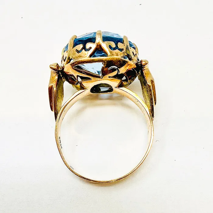 Jewelry Rings Vintage 14K Rose Gold Ring with Topaz