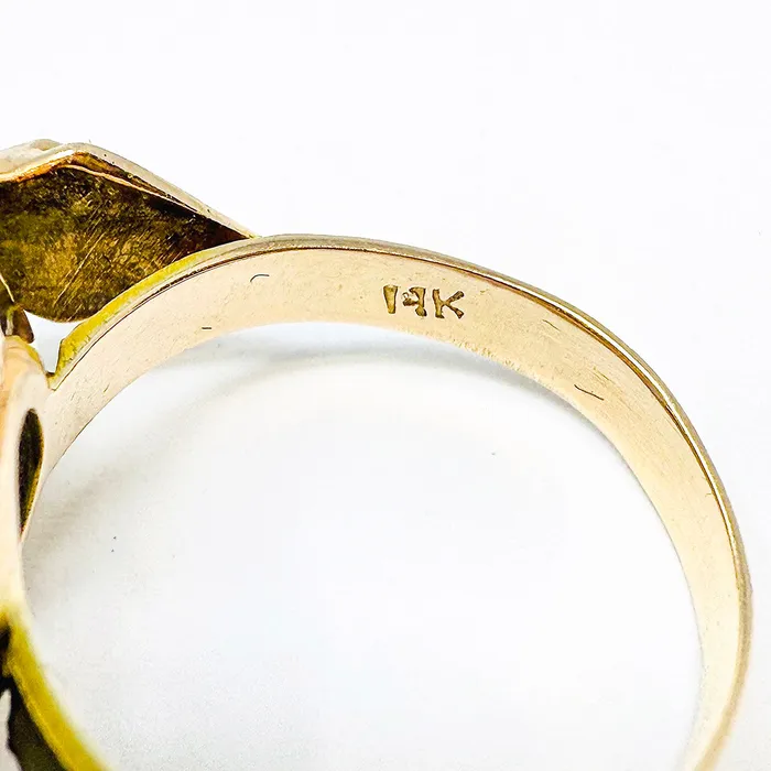 Jewelry Rings Vintage 14K Rose Gold Ring with Topaz