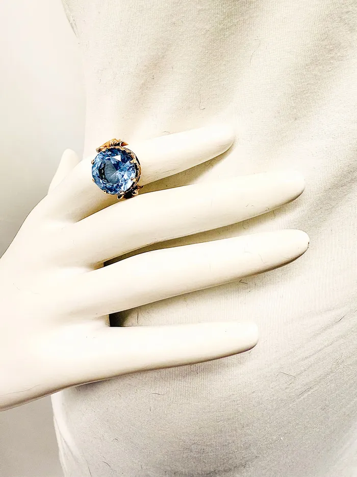 Jewelry Rings Vintage 14K Rose Gold Ring with Topaz