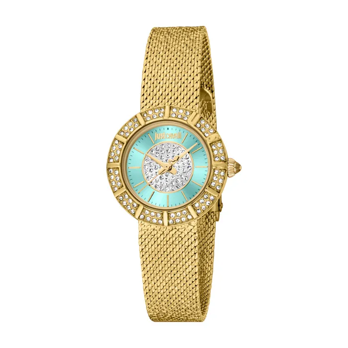 Just Cavalli Just Cavalli Womens Gold Color Mesh Watch with Turquoise Dial Watches