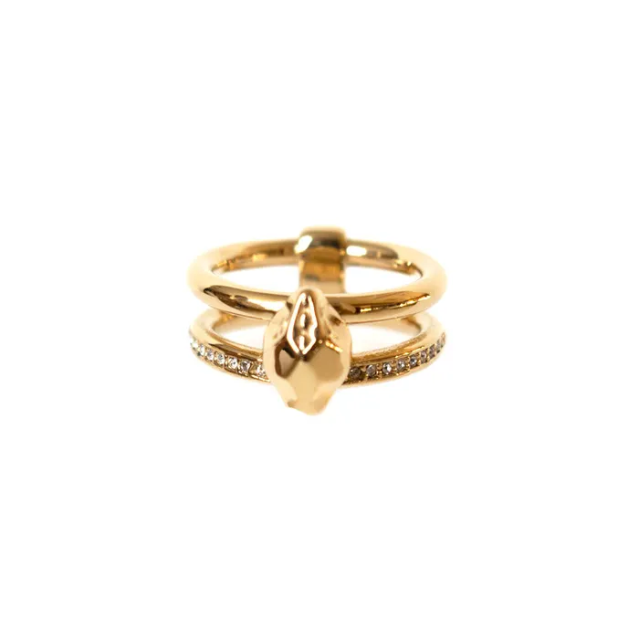 Just Cavalli Rings Just Cavalli Ring Ip Gold Two Hole Snake Head Design Size 7