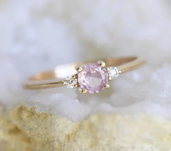 Karishma Pink Sapphire Diamond Ring Capucinne Rings