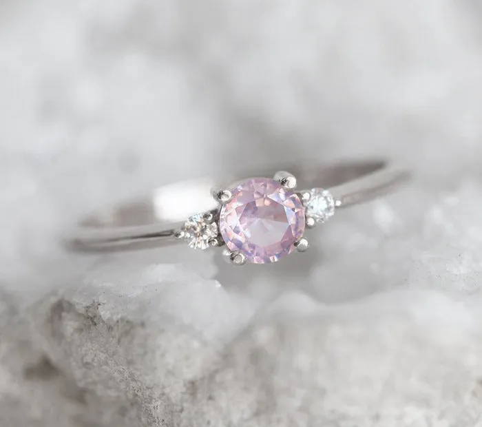 Karishma Pink Sapphire Diamond Ring Capucinne Rings