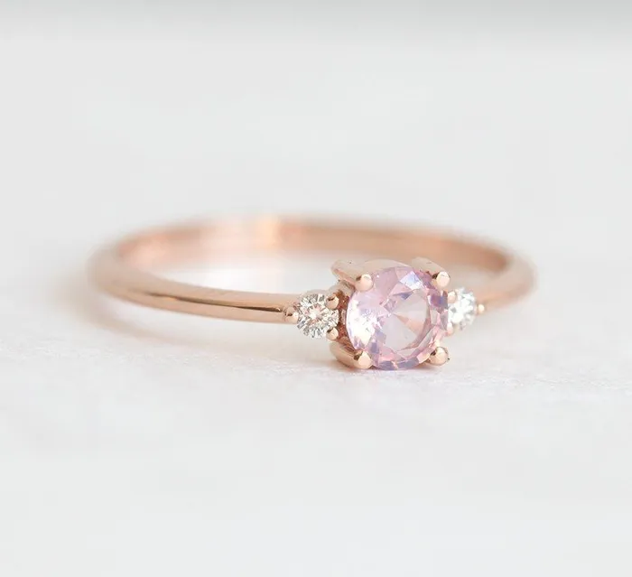 Karishma Pink Sapphire Diamond Ring Capucinne Rings