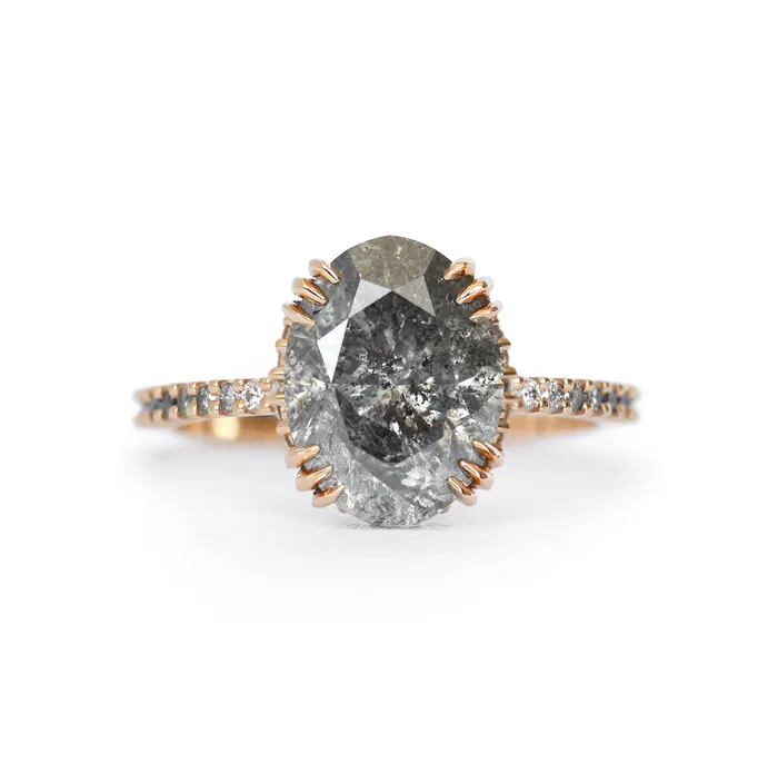 Kayla Oval Salt and Pepper Diamond Ring Capucinne Rings