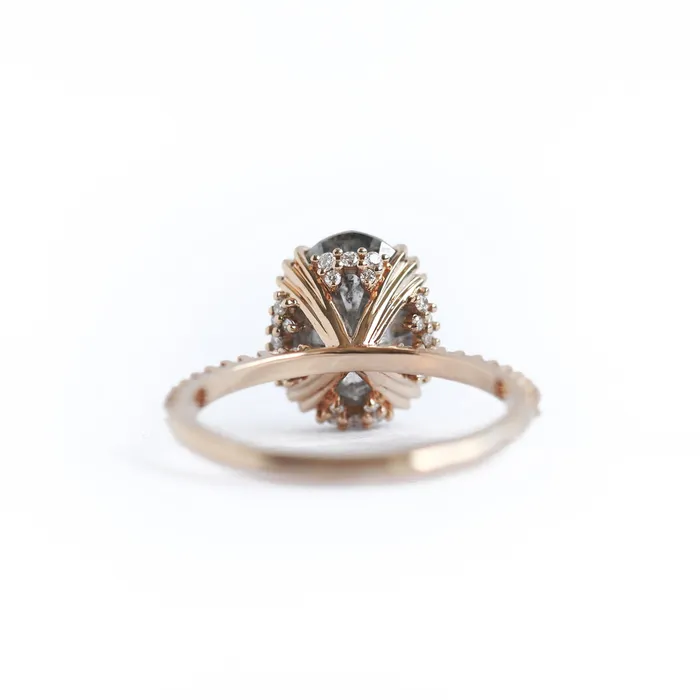 Kayla Oval Salt and Pepper Diamond Ring Capucinne Rings