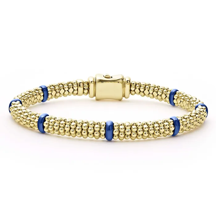 LAGOS Bracelets Blue Caviar Ceramic and 18K Gold Caviar Bracelet 6mm