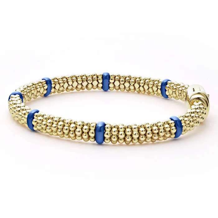 LAGOS Bracelets Blue Caviar Ceramic and 18K Gold Caviar Bracelet 6mm