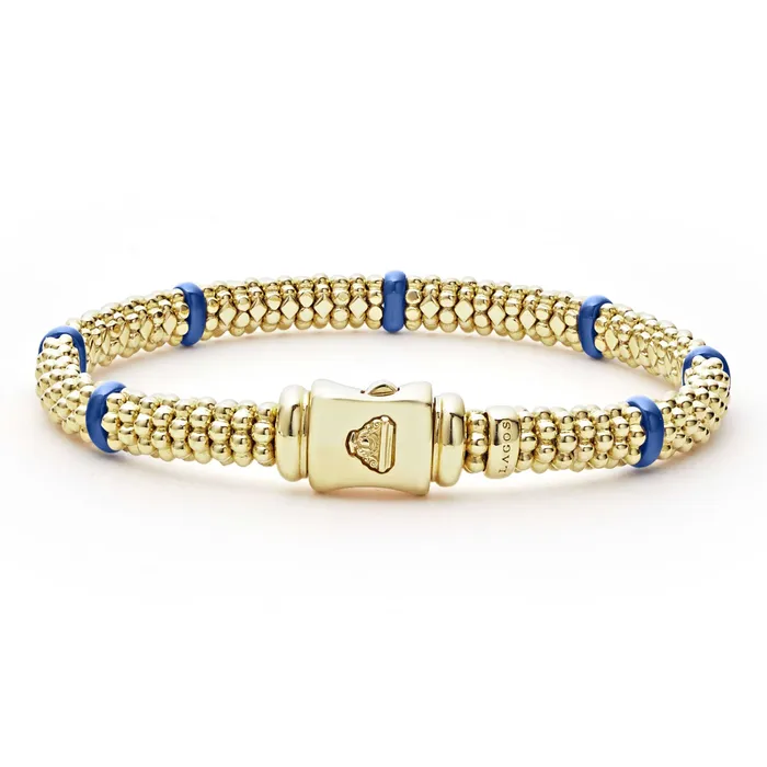 LAGOS Bracelets Blue Caviar Ceramic and 18K Gold Caviar Bracelet 6mm