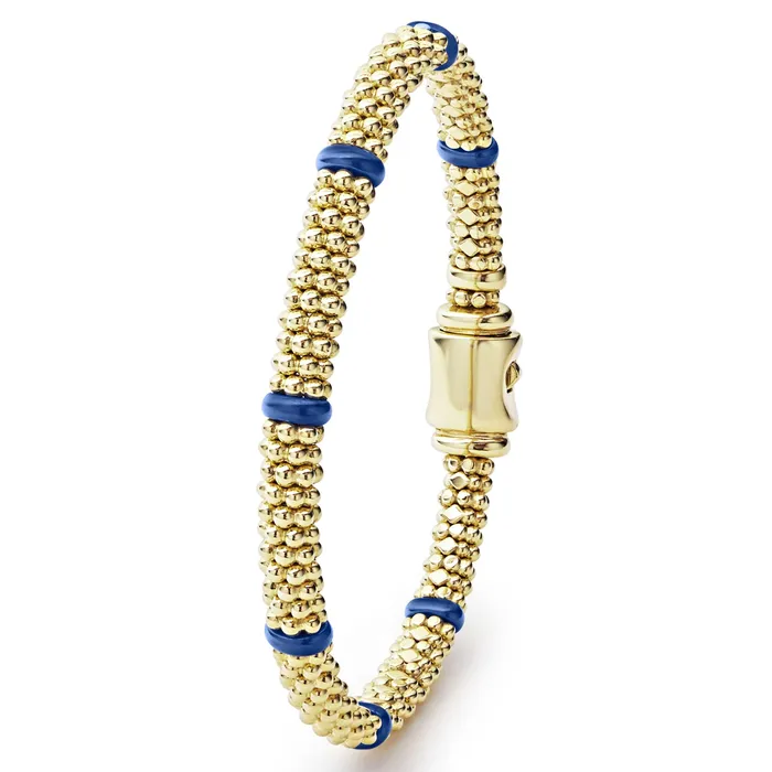 LAGOS Bracelets Blue Caviar Ceramic and 18K Gold Caviar Bracelet 6mm